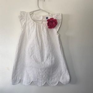 Janie and Jack White Eyelet dress with Pink Flower